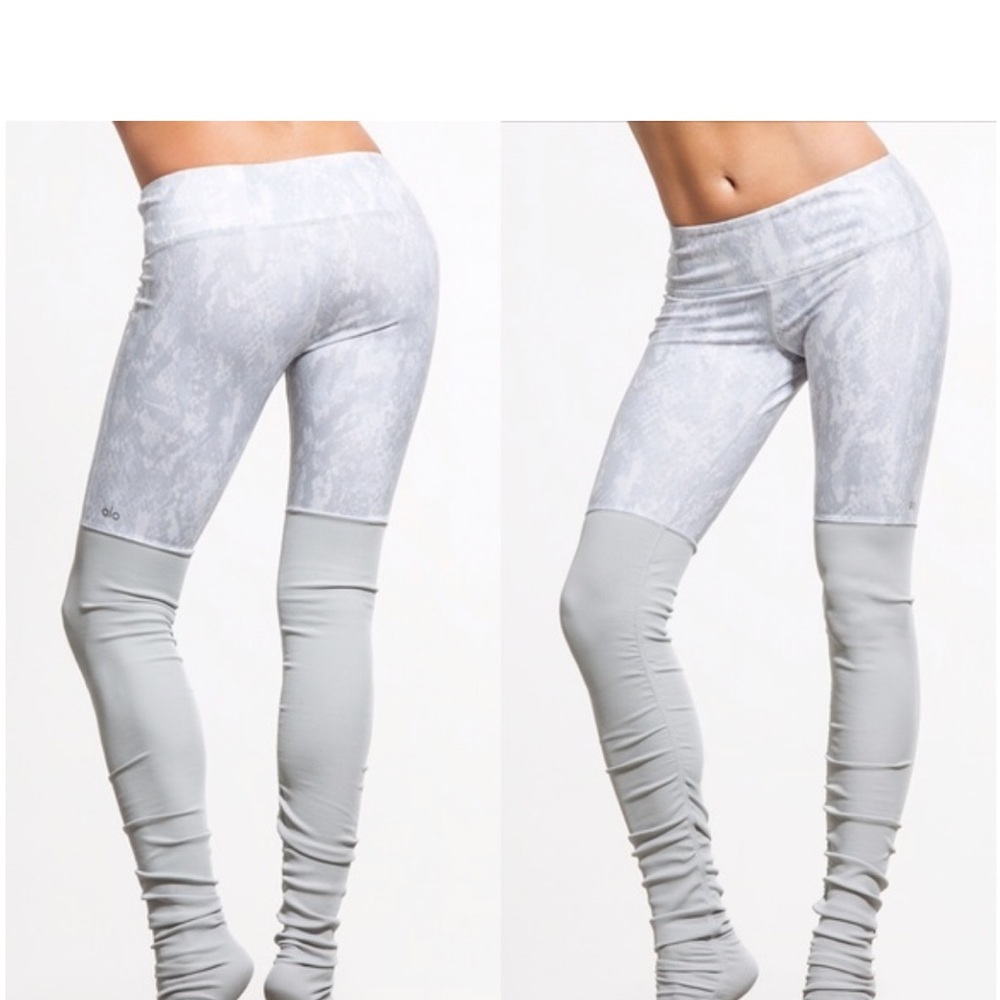 Alo Yoga Goddess Python Colorblock Gray Yoga Legg… - image 2